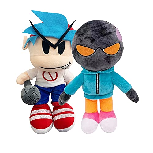 2Pcs Friday Boyfriend Plushies, Night Funkin Plush, FNF Plushies Boyfriend Doll Merch, Holiday Birthday Gifts for Fans 10 inch(Whitty and Boyfriend)