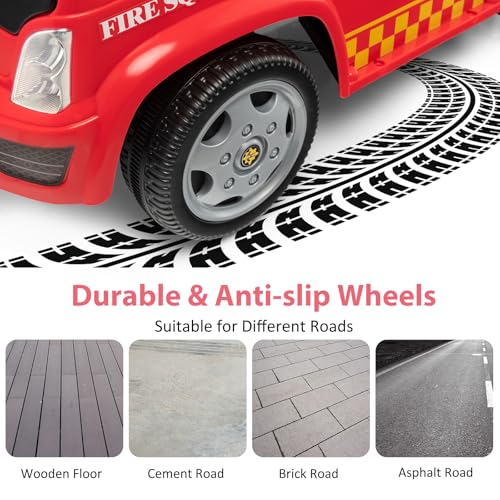 SOARS Rutschauto, Feuerwehrauto mit Seifenblasenpistole & Musik, Rutschfahrzeug mit Sirene & Warnleuchte, Kinderfahrzeug bis 20kg belastbar, für Kinder ab 1 Jahr (Stil B) – Bild 5