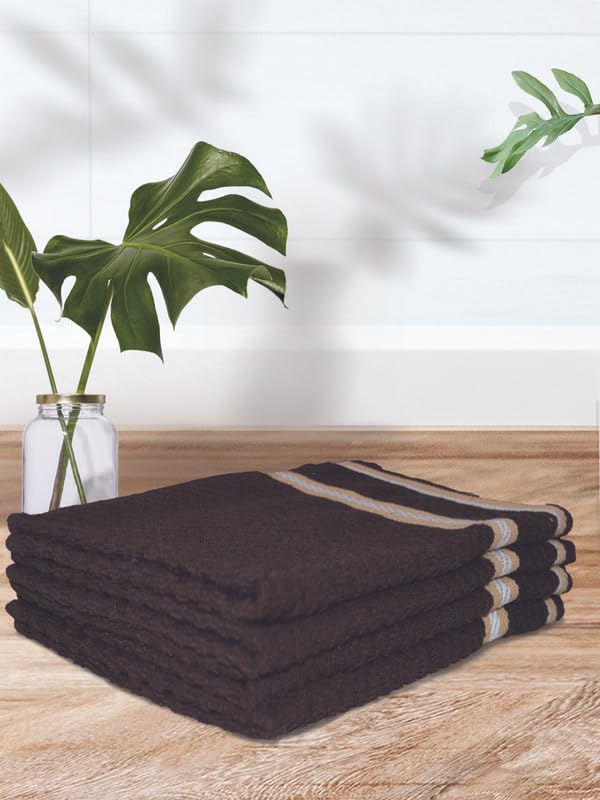 Image of Athom Living Popcorn Textured Solid Cotton Hand Towel Brown 35x55 cm Set of 4