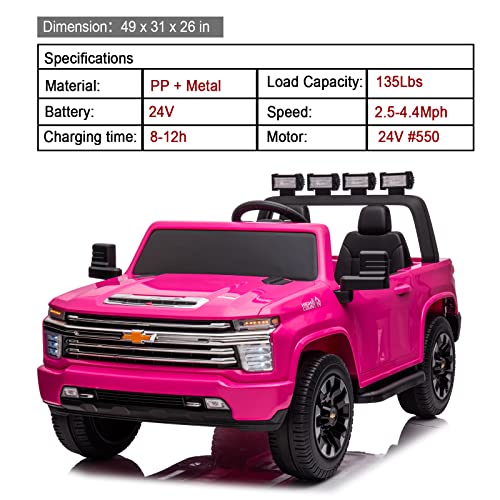 Image of 24V Ride on Toys for Kids Chevrolet Silverado 2 Seater Ride on Car for Kids