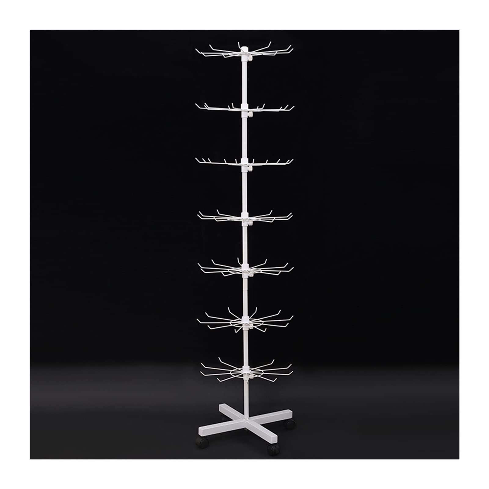 Rotierend Schmuck Anzeige Halter, 3/4/5/6/7 Ebenen Retail Anzeige Gestelle, Beweglich Baum Schmuck Türme, Schlüsselanhänger Socke Ketten Armbänder Ohrringe Lagerung Halter (Color : White, S