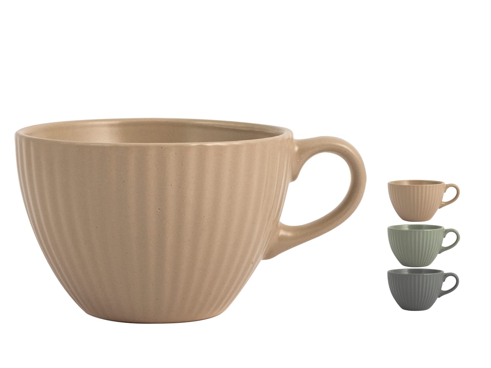 H&H 832574 Countryside Set of 6 Jumbo Cups Stoneware Assorted Colours Cc355