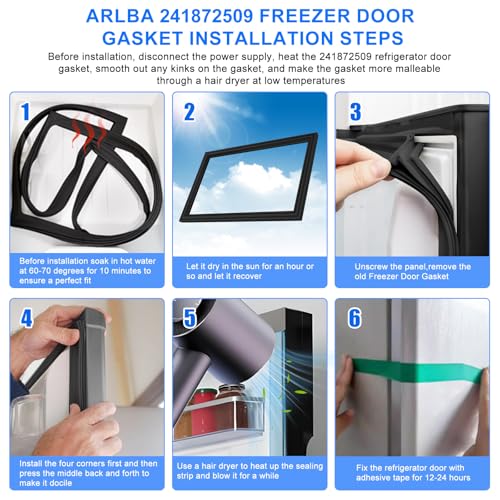 Upgraded 28.74"x17.91" 241872509 Refrigerator Freezer Door Gasket Replacement Part Compatible with Frigidaire Electrolux Freeze Door Seal Gasket 240542109 240542121 1379485 AP4315906 PS2331949 Black by ARLBA - Image 5