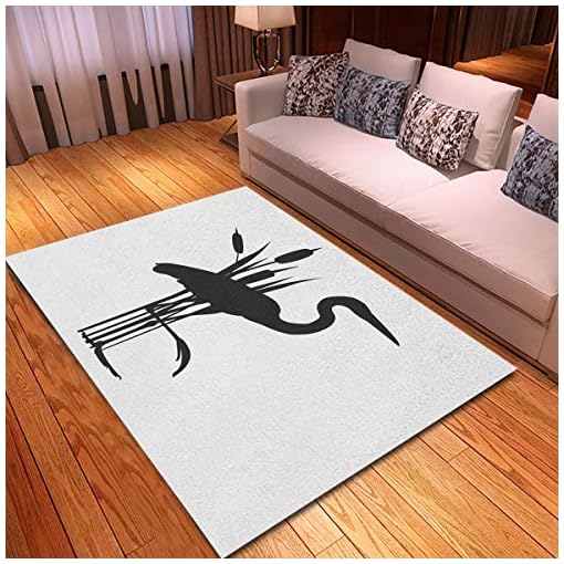 rouihot Non-Slip Area Rug 2'x 3' Blue Heron in Reeds Stands on One Leg Stock Rugs Carpet for Classroom Living Room…