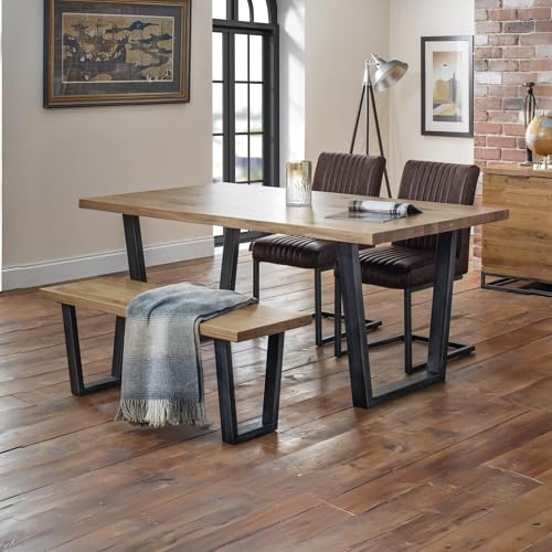 Banco Brooklyn Julian Bowen de madera de roble industrial para comedor 5