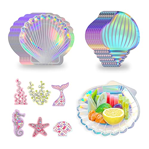 Vaisselle de fête en forme de sirène - Décoration d'anniversaire - Assiettes en carton - Assiettes jetables pour anniversaire, mariage, fête de Bachelorette - 18 invités Cover