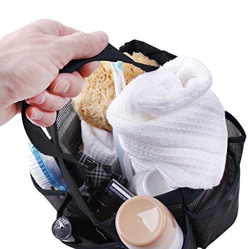 Greenery Quick Drying Oxford 8 Pockets Hanging Mesh Shower Caddy Organizer Toiletry Tote Makeup Cosmetic Storage Bag Travel Camp Gym Dorm Bathroom Accessory Pouch Case Holder with Handles