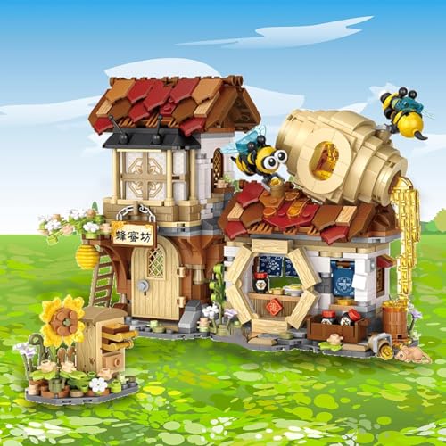 Image of SKY LINE OCEAN Honey Workshop Building Blocks Set (1242+ PCS) | Street View Mini Bricks Farmhouse Architecture Model Kit for Ages 14+ | Creative DIY Display Decor | 5 Year Structural Warranty