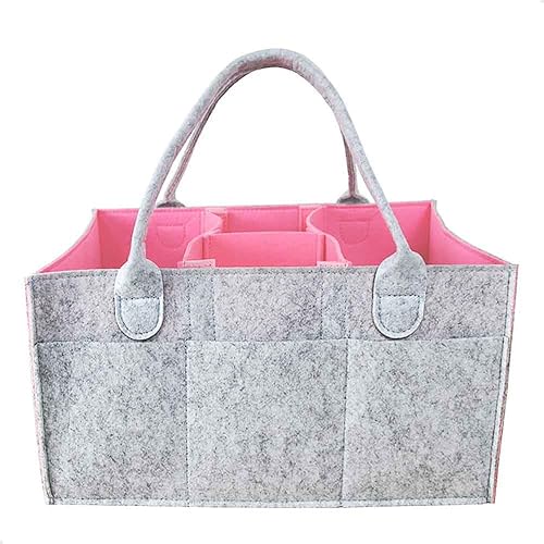 TOFOAN Organizador de pañales para bebé con insertos extraíbles, cesta de fieltro grueso, organizador de bolsas de pañales para bebé con divisores,