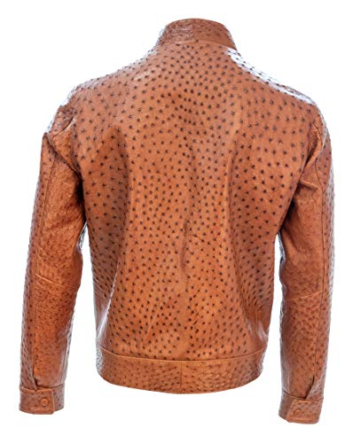Men's Full Ostrich Genuine Leather Casual Jacket Western Wear Color Gray, Cognac, Black4