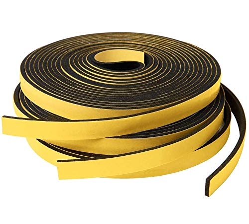 YIYATOO Foam Seal Tape Self Adhesive-50 Feet Long, Weather Stripping Door Seal Strip for Doors and Windows,Sliding Door,Sound Proof Soundproofing Door Seal (1/2In x 1/8In x 16.5ft x 3 Rolls)