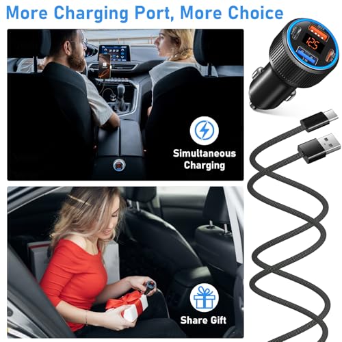 65W 4-Port USB C Super Fast Type C Car Charger for Samsung S26 A17 A07 A16 - image 6