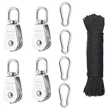 flaschenzug seil 【Haltbares Material】 Hergestellt aus Edelstahl 304, ist es robust und langlebig, rostfrei und verschleißfest und hat eine sehr starke Struktur. Robuste und stabile Konstruktion, hohe Tragfähigkeit und flexibles Schwenken.