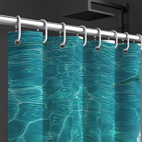Rideau de douche mer et océan 180x200 cm imperméable avec crochets - 5