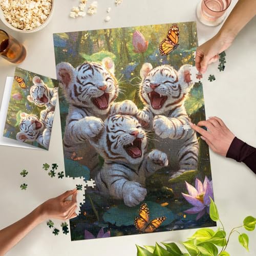 TangMosaic Trio of Tigers Jigsaw Puzzle, 1000 Piece Puzzle for Adults, Impossible Hard Difficult Challenging Puzzles for Adults 1000 Pieces, Home Decoration Puzzle, Interlock Perfectly No Dust - Image 4