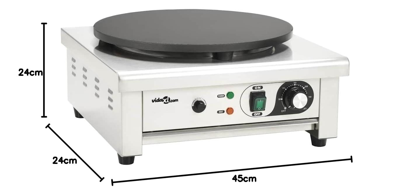 vidaXL Crêpière Électrique avec Bac Récupération Anti-adhérent 3000W Galette