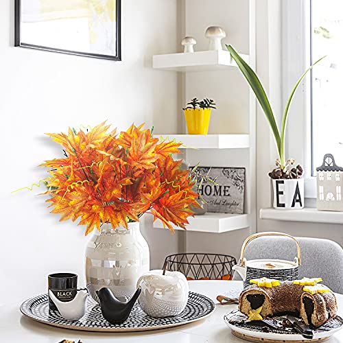 Fake Silk Maple Leaves Branches Autumn Artificial Bushes For Home Kitchen Christmas Festival Thanksgiving Autumns Decoration (Pack Of 2) #TOP1