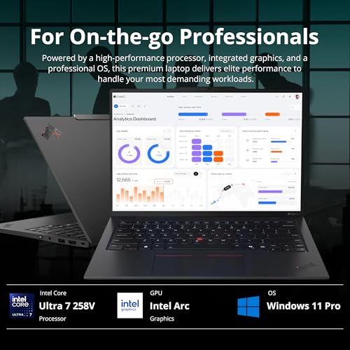 Image of Lenovo ThinkPad X1 Carbon G13 14 inch 2.8K Laptop, Intel Ultra 7 258V, Intel Arc Graphics, 32GB LPDDR5X, 1.5TB Storage(512GB SSD&1TB Docking Station), Fingerprint, Backlit Keyboard, Win11 Pro, Black