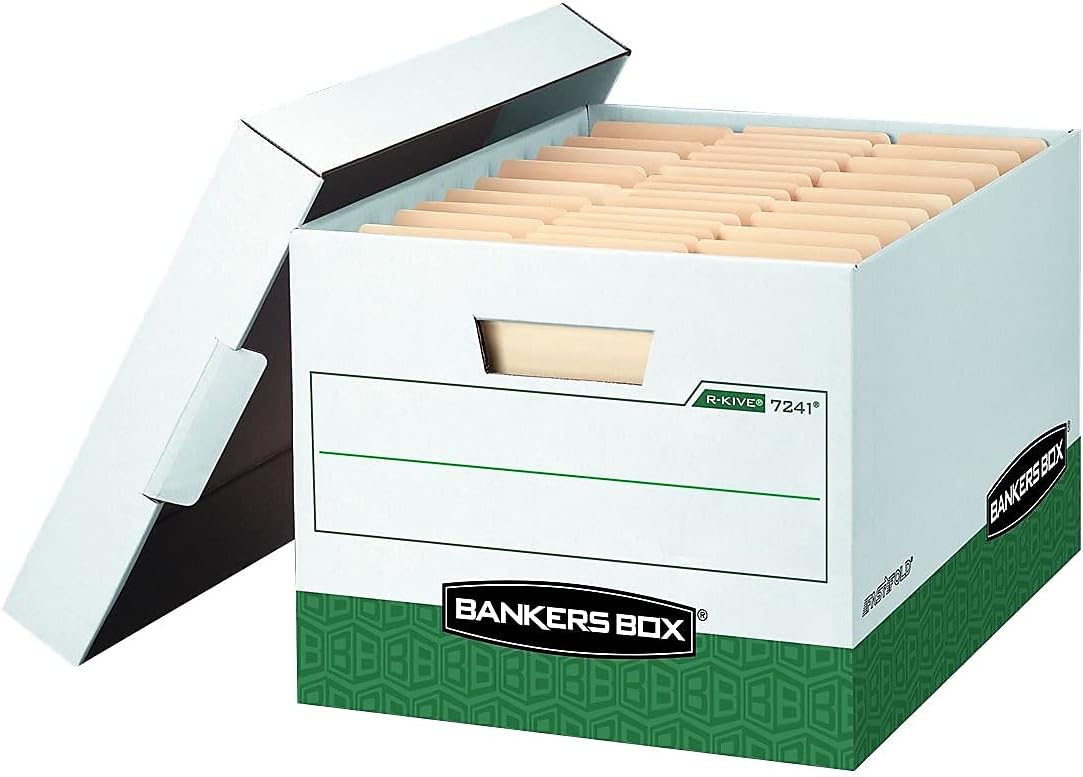 Bankers Box 07241 Storage File, Letter/Legal,12-Inch x15-Inch x10-Inch, 12/CT, White/Green