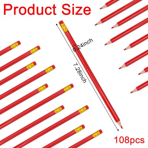 108 lápices rojos con borrador preafilados miniatura 2