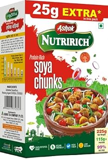 ASHOK NUTRIRICH Soya Chunks (200g +25g extra) 115g+Protein 99% Fat Free Cholesterol Free Vegan Friendly High Fiber (Soya Chunks 225g Pack of 1)