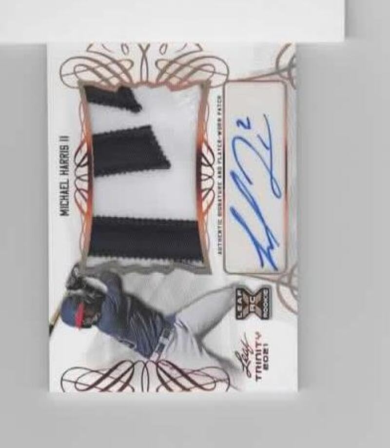 2021 Leaf Trinity Autograph Patch Bronze #PA-MH1 Michael Harris II XRC RC Rookie AUTO Baseball Card Atlanta Braves
