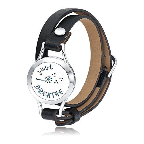Mesinya Just Breathe Bracelet Jewelry Aromatherapy Essential Oils Diffuser Locket Wrap Bangle 316L