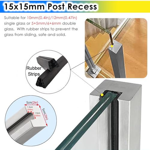 Poteau de garde-corps en verre intérieur sans perçage pour escalier stable - 5