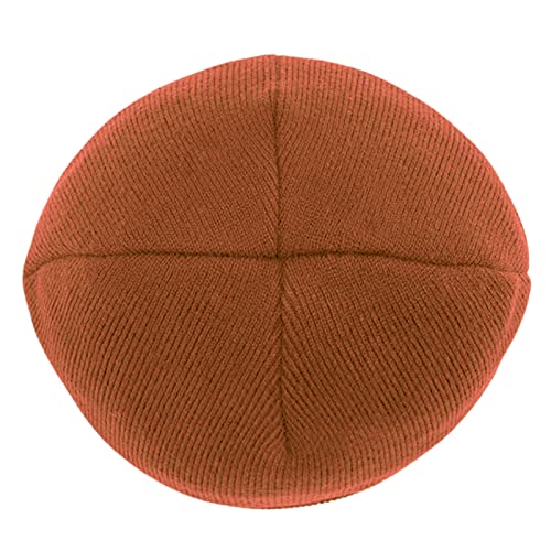 Lycycse Womens Beanies For Winter Knit Smile Face Beanie Hat Embroidered Cuffed Slouchy Beanies For Women Dark Orange #TOP5