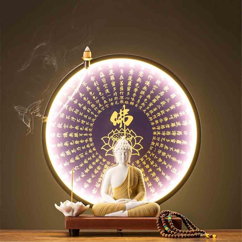 Figurki Feng Shui, Ozdoby na posągi Buddy, pierścienie lamp, dekoracje biurko, ozdoby wejściowe Feng Shui, rzeźbiarskie(Purple)