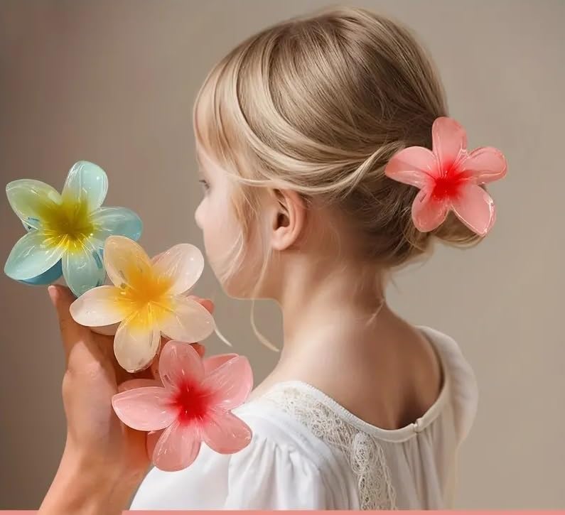3pcs Colorful Plumeria Flower Hair Clips for Girls Bohemian Beach Vacation Lily Claw Sweet Clip Women Floral Claws Fashion Girl Accessories Gift Style (B0DHD2N3KQ) Amazon Price History, Amazon Price Tracker