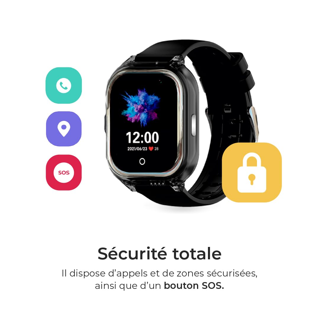 SaveFamily Enjoy | Montre Intelligente pour Enfants avec Localisateur GPS, Jeux Amusants, Appareil Photo, Vidéo, Appels, Musique, Podomètre, SOS | Couleur Rose