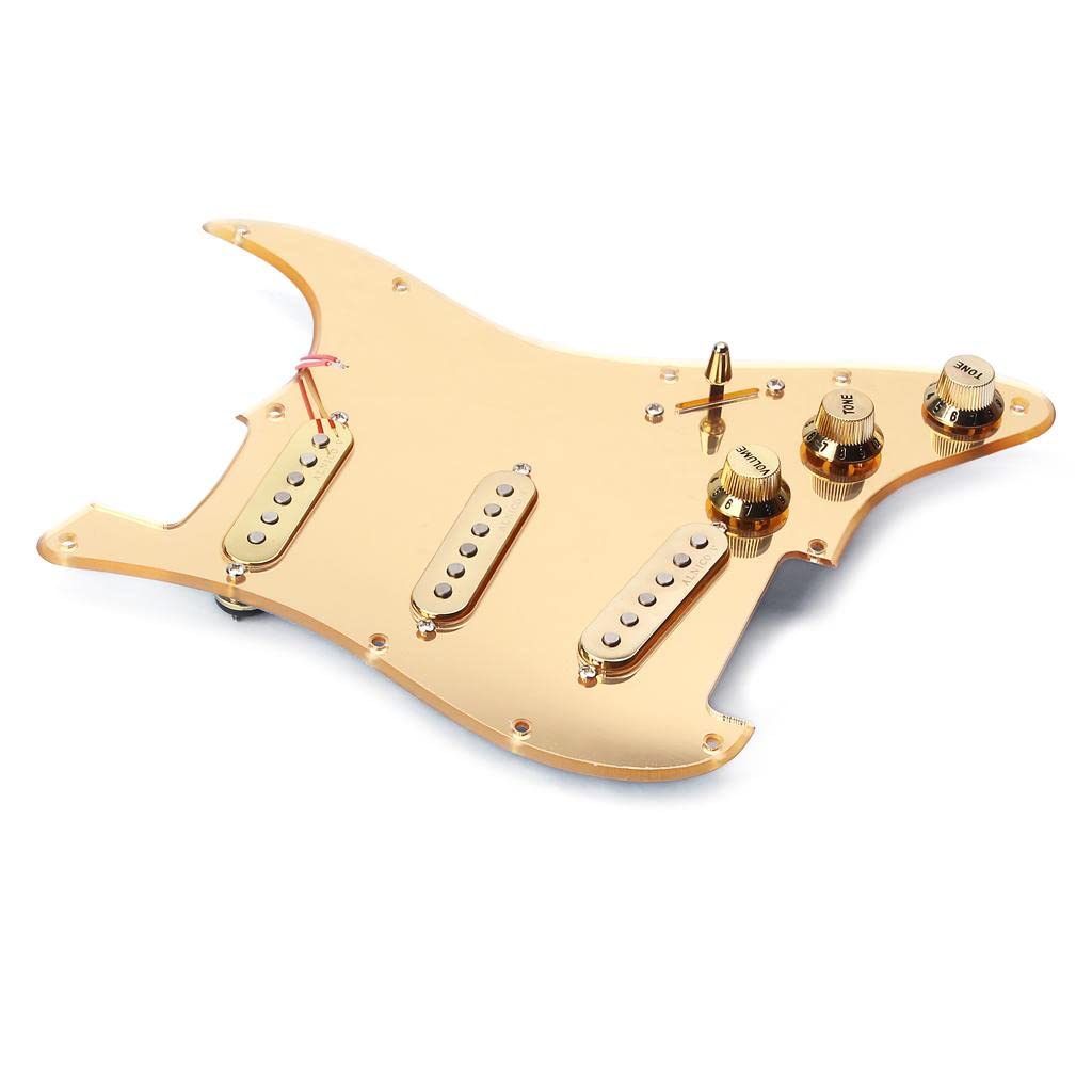 THE STYLE SUTRA Mirror Surface Prewired 3 Single Coil Pickguard Sss For Fender Guitar Gold