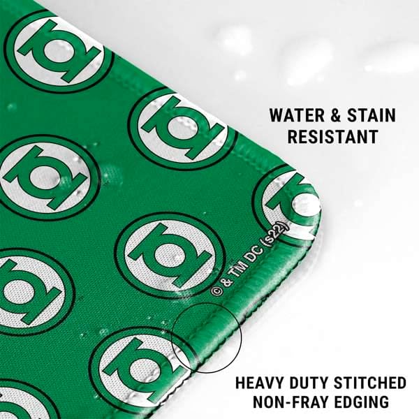 Skinit Medium Gaming Mouse Pad - Officially Licensed Green Lantern Logo Pattern Design with Stitched Edges, Waterproof, Non-Slip Rubber Base, Desk Mat for Keyboard & Mouse, 17.7" x 15.75" inches
