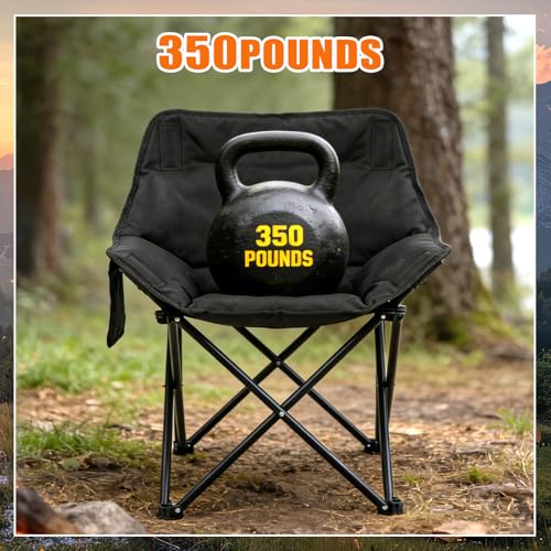 Redbaker 4 Pack Sillas de Camping Acolchadas Plegables para Adultos Soporta 400 Lbs con Bolsa de Transporte Negro miniatura 3