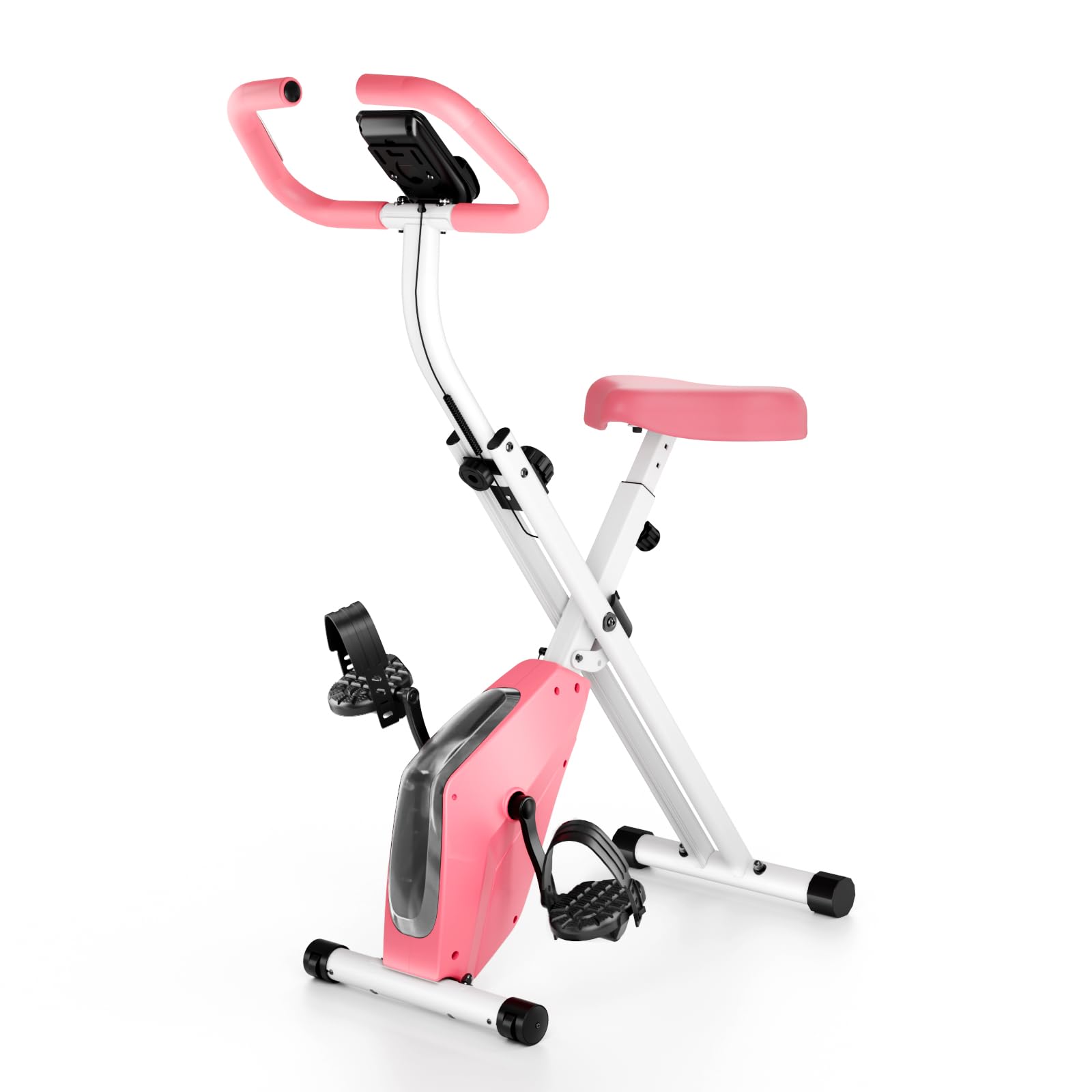 Dskeuzeew Foldable Exercise Bike, 8 Resistance Exercise Bike With Heart Rate Sensor Adjustable Fitness Bike With LCD