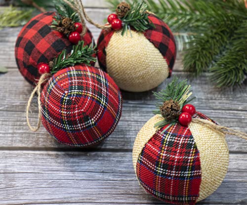Burlap Christmas Hanging Ornaments, Farmhouse Rustic Christma Decorations, Natural Jute Ball Ornaments For Xmas Holiday Party Home Decor 12Pcs #TOP6