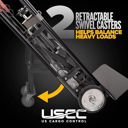 US Cargo Control Appliance Dolly Heavy Duty with Stair Climber & Kickback Wheels, 1,200 LBS Capacity, Industrial Appliance Hand Truck with Single Auto Recoil Strap System, Heavy Duty Steel Hand Truck