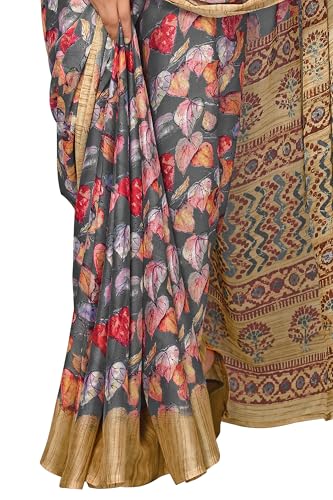 Image of MIRCHI FASHION Women Saree | Plain Weave Chiffon Abstract Printed Office Wear Sari with Blouse