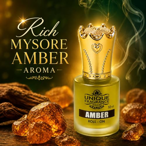 Image of Unique Amber Attar Roll On 8ml | Premium Mysore Amber Perfume Oil | Long Lasting Alcohol-Free Fragrance | Unisex Roll-On Ittar for Men & Women