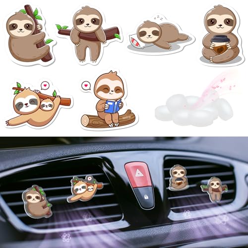 Image of 12 Pcs Cute Car Air Freshener Clips, Sloth Car Vent Clip, Funny Car Accessories for Women, Air Conditioner Vent Decorations, Cartoon Animal Interior Decor Sloth Gifts for Women Men