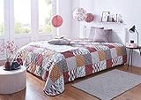 100% Polyester Dekoleidenschaft Tagesdecke im Patchwork-Look, 220 x 240 cm, Bettüberwurf, Steppdecke