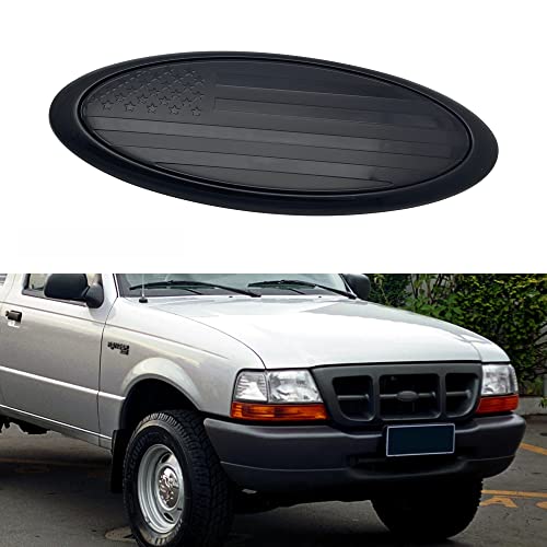 Image of 6 Inch American Flag Badge, Front Grill Rear Tailgate Oval Emblem fit for Ford Edge 07-10 Escape 05-11 Explorer 06-10 Expedition 05-11 Sport Trac 07-10 (Black)