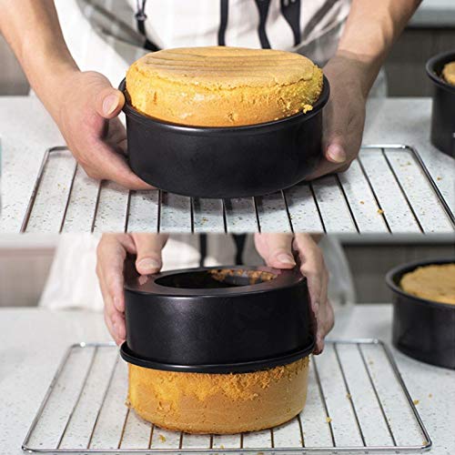 Hmin 6 Inch Round Cake Pan, Removable Bottom Cheesecake Pans, Carbon Steel Non-Stick 6 In Cake Pan Set Of 3 (6 Inch-Black 3Pcs) #TOP5