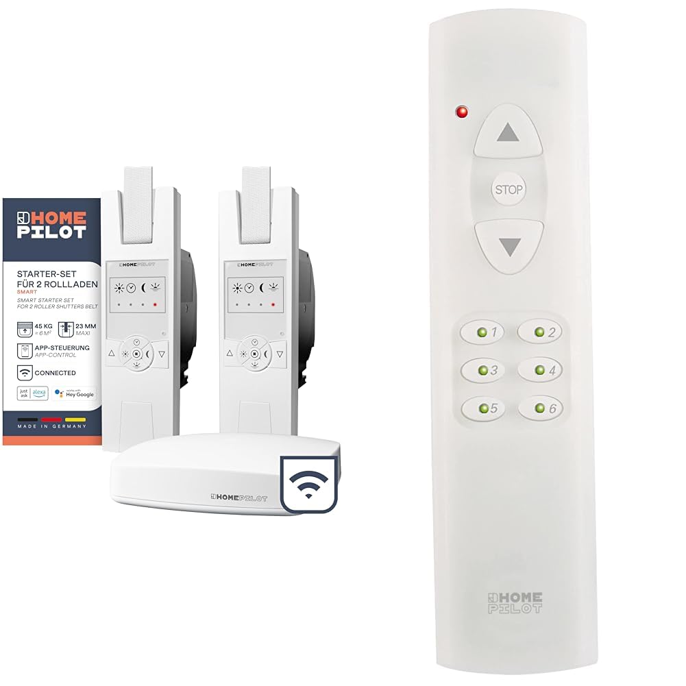 HOMEPILOT Rollladen Smart-Home Starter-Set & Fernbedienung smart 6 Gruppen, zur Fernsteuerung der Smart Home Produkte Rademacher via DuoFern Funk, z.B. Licht, Rolladen, Heizung, bis zu 48 Geräte