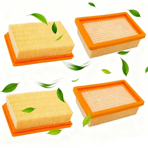 4 Piezas Filtro Aspiradora para Karcher Kit, Kärcher Aspiradora Filtro Recambios para Kärcher MV4 MV5 MV6,para Contra Polvo Fino, Filtro de Pliegues Plano,Olores