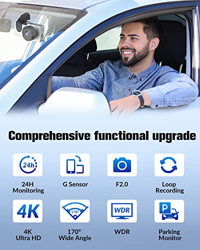 Dash Cam Front And Rear Inside, 4K/2.5K Full Hd Dash Cam For Cars,Car Camera With Free 32Gb Sd Card,Built-In Super Night Vision,24 Hours Parking Monitor, Loop Recording, Wdr,G-Sensor #TOP6