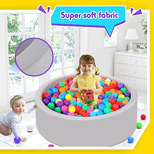 image for Wilwolfer Foam Ball Pit for Toddlers with 200 Balls, Large Baby Ball P
