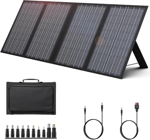 Image of Foldable Solar Panel Charger 60W with 18V DC Output (11 Connectors) for 100W~350W Portable Power Stations Jackery/Rockpals/Flashfish/Enginstar, Portable Solar Generator for Outdoor Camping Van RV Trip