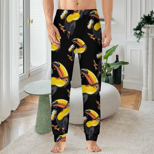 Toucan Beer Drinking Tropical Bird Pajama Pants Men Pj Bottoms Sleepwear Lounge Pant2